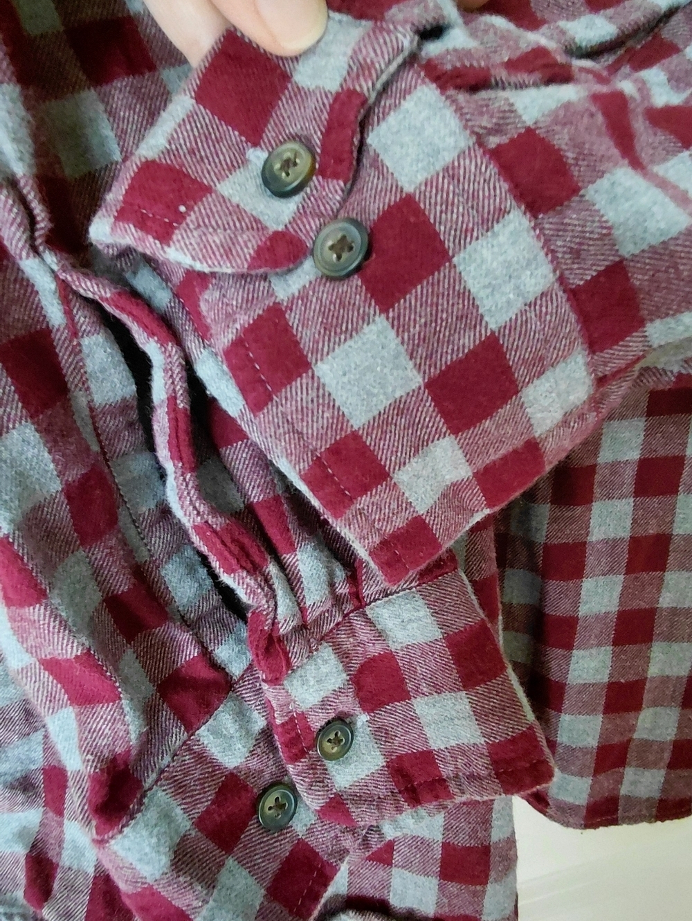 Maroon & Gray Check Button-Up Shirt - Picture 5 of 7